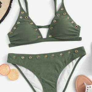 Olive Green Eyelet Bikini